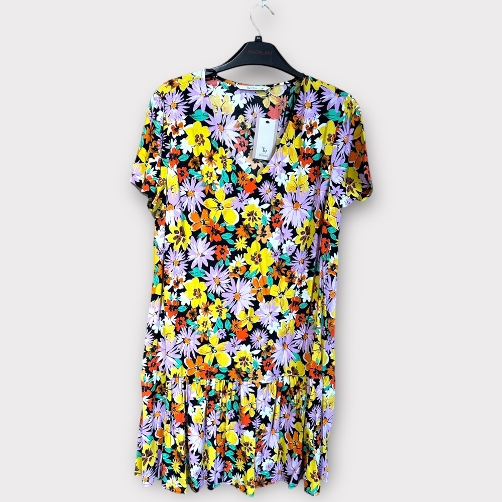 - Bright floral colourful multicoloured summer dress new tu size 14 pattern - Picture 1 of 6